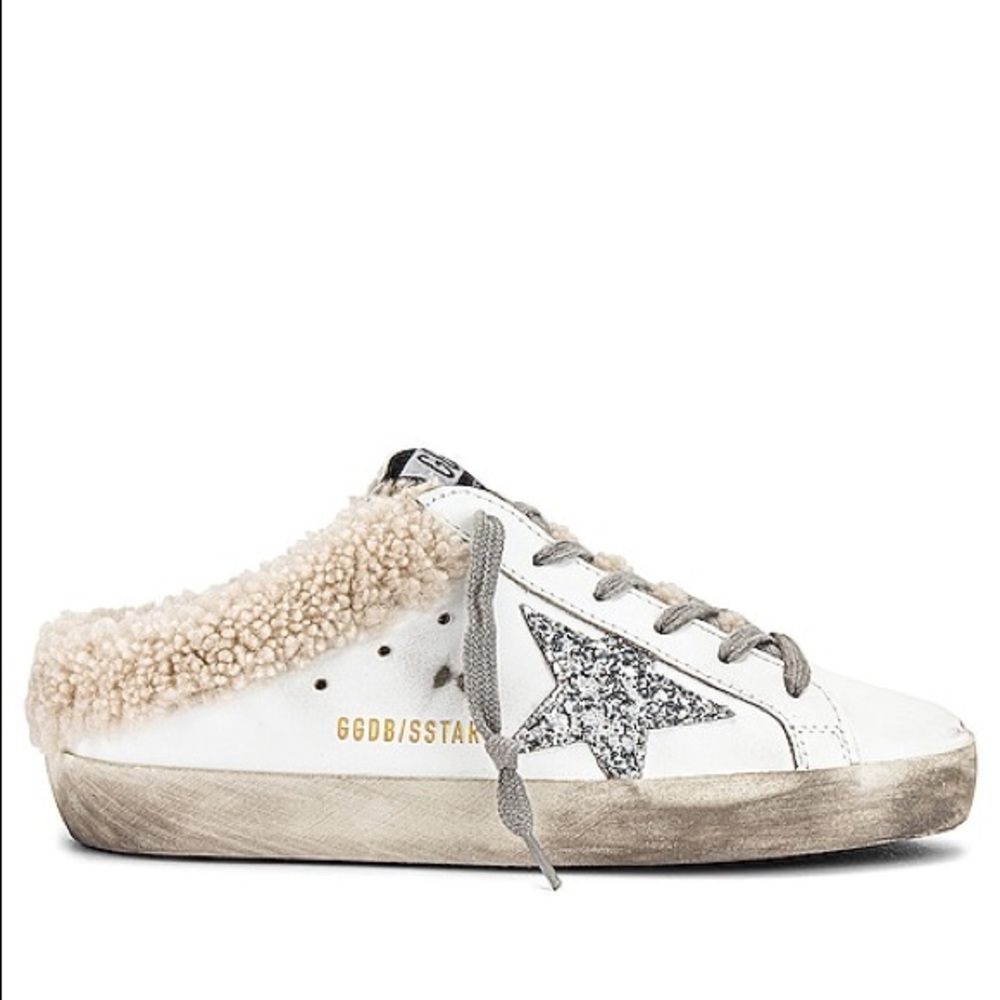 Golden Goose SuperStar Sabot Glitter Star Shearling Lined Sneakers 37 $650
